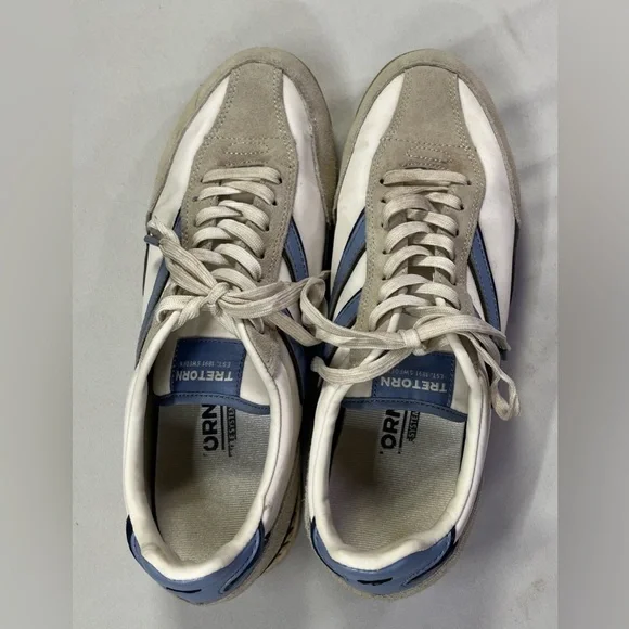 Tretorn Rawlins Elite White and Blue Athletic Shoes Sneakers Suede Leather - 9 - Picture 4 of 7